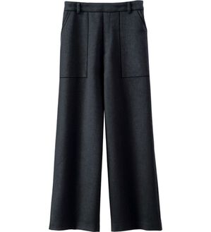 BELLUNA（ベルーナ）の「ウール調カルゼワイドパンツ（ワイドパンツ・ガウチョ）」｜黒