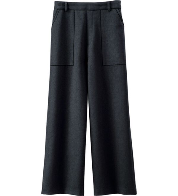 BELLUNA（ベルーナ）の「ウール調カルゼワイドパンツ（ワイドパンツ・ガウチョ）」｜黒