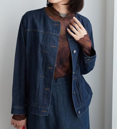 BELLUNA（ベルーナ）の「やわらかデニム素材ノーカラージャケット（その他ジャケット）」
