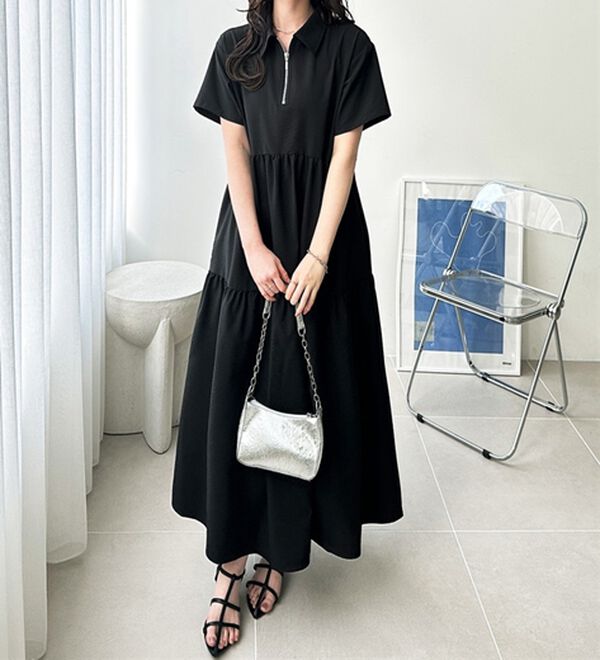 GeeRA（ジーラ）の「サッカーティアードハーフジップワンピース（その他ワンピース）」｜詳細画像