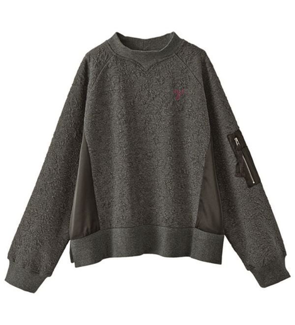 BELLUNA（ベルーナ）の「【ｍａｒｉｅ　ｃｌａｉｒｅ　ＳＰＯＲＴ】即お出かけ！花柄ジャカード異素材プルオーバー（カットソー）」｜詳細画像