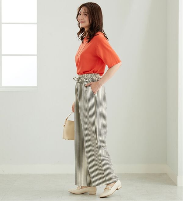 BELLUNA（ベルーナ）の「速乾！サッカー素材ドロストワイドパンツ（ワイドパンツ・ガウチョ）」｜詳細画像