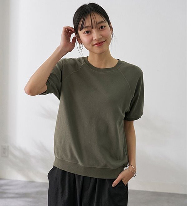 BELLUNA（ベルーナ）の「≪ＨｕｇＲｅａｍコットン≫裏毛半袖プルオーバー（カットソー）」｜詳細画像