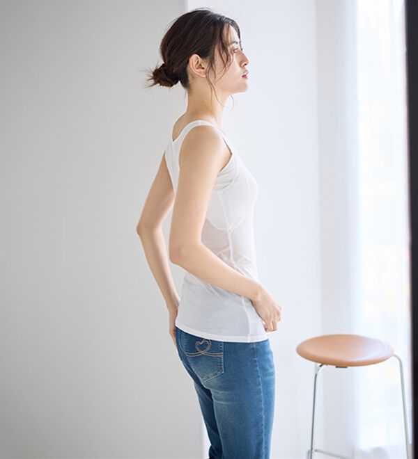 LAVIENNE（ラヴィエンヌ）の「【暑がりさん必見！】瞬間ひんやり冷感！タンクトップインナー＜さらりラボ＞（肌着・インナーウェア）」｜詳細画像