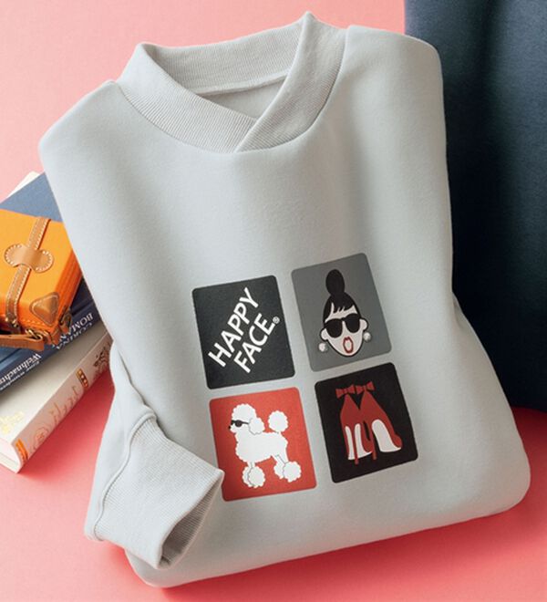 ルフラン（ルフラン）の「【ＨＡＰＰＹＦＡＣＥ】裏起毛トレーナー（トレーナー・スウェット）」｜グレー