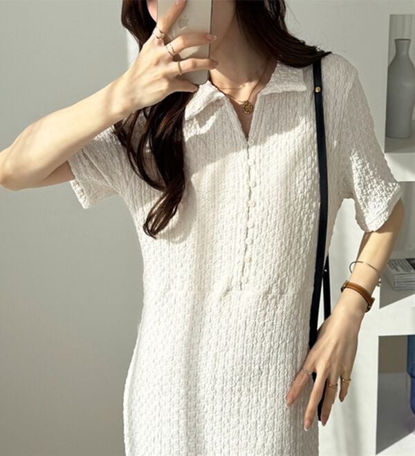 GeeRA（ジーラ）の「全骨格細見え！表面感素材マーメイドワンピース（その他ワンピース）」｜詳細画像