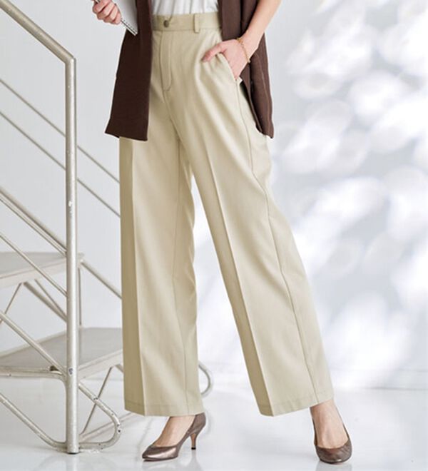 BELLUNA（ベルーナ）の「＜ＳＯＬＯＴＥＸ（Ｒ）＞ワイドパンツ（フルレングスパンツ）」｜グレージュ