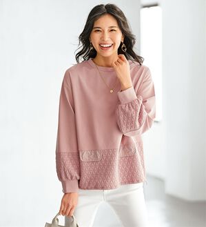 BELLUNA（ベルーナ）の「キルト切替スピンドル使いプルオーバー（カットソー）」｜ピンク