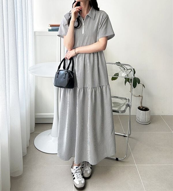 GeeRA（ジーラ）の「サッカーティアードハーフジップワンピース（その他ワンピース）」｜詳細画像