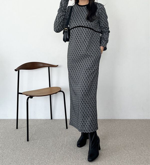 フラワージャカードパイピングワンピース - ベルーナ【公式】