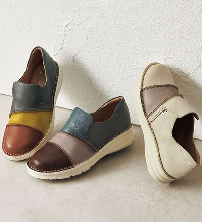 ルフラン（ルフラン）の「セナ・ムーン　牛革配色アウトステッチシューズ（フラットシューズ）」