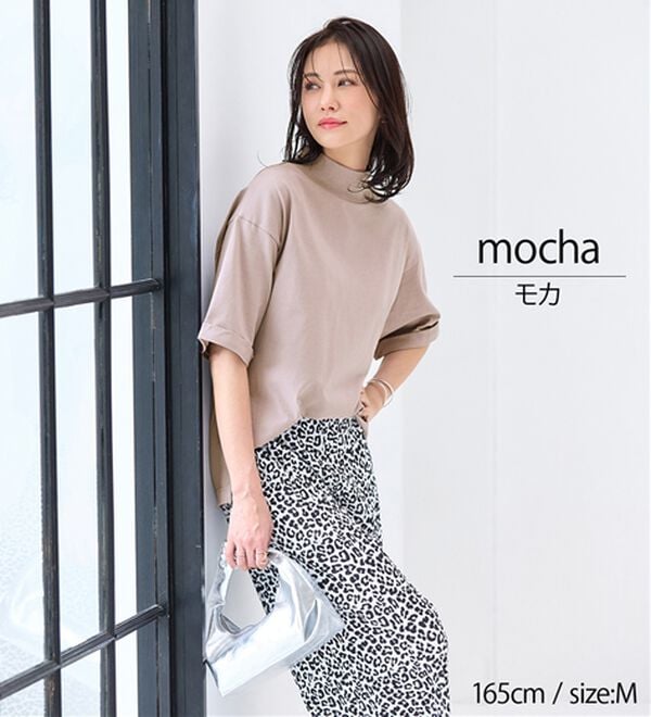 BELLUNA（ベルーナ）の「小顔見せ！ヒンヤリハイネックオーバーサイズＴシャツ（Tシャツ）」｜詳細画像