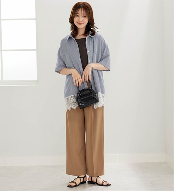 BELLUNA（ベルーナ）の「裾レースデザインシャツチュニック（チュニック）」｜詳細画像