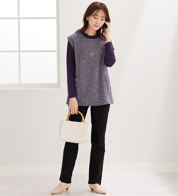 BELLUNA（ベルーナ）の「【2点セット】ブークレ素材ポケットデザインアンサンブル（アンサンブル）」｜詳細画像