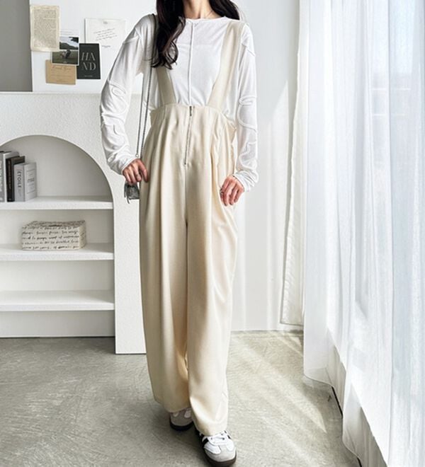 GeeRA（ジーラ）の「フロントジップハイウエストサロペット（オールインワン）」｜詳細画像