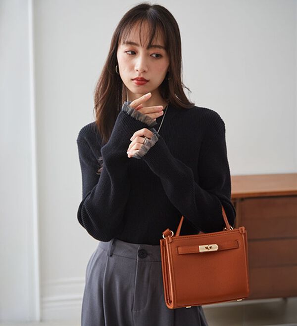 RANAN（ラナン）の「【春色追加】シアーフリル袖ハイネックリブニット（ニット・セーター）」｜詳細画像