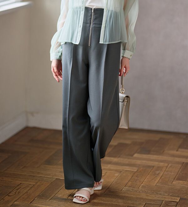 RANAN（ラナン）の「ハイウエストジップワイドパンツ（ワイドパンツ・ガウチョ）」｜詳細画像