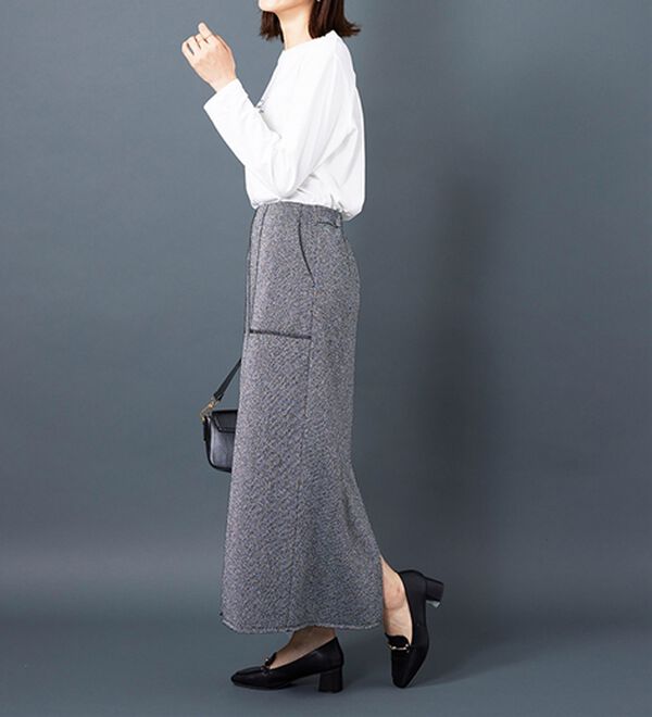 BELLUNA（ベルーナ）の「ラメ入り裏毛素材スカート（ロングスカート）」｜詳細画像