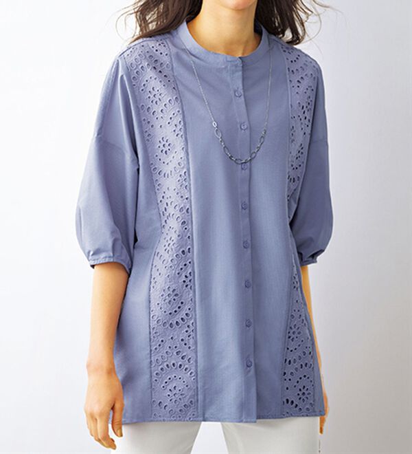 BELLUNA（ベルーナ）の「サッカー素材レース切替ドルマンチュニック（チュニック）」｜詳細画像