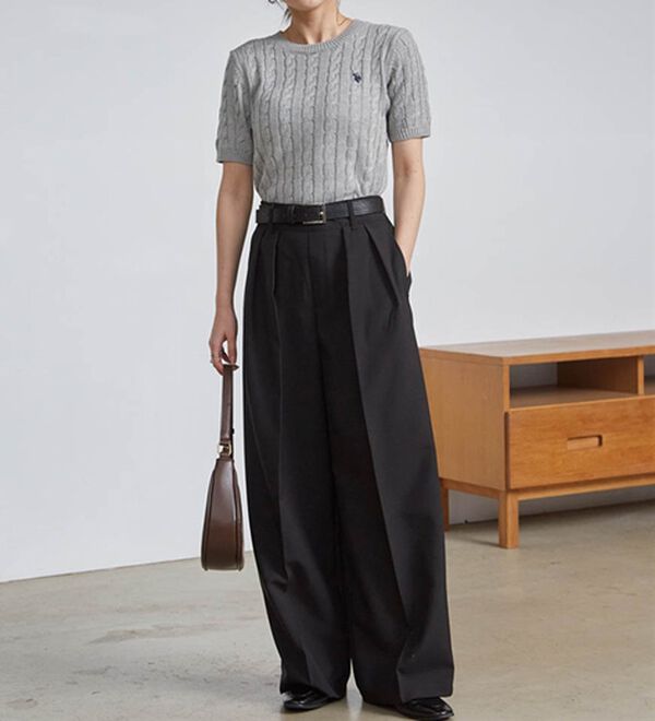 RANAN（ラナン）の「＜Ｕ．Ｓ．ＰＯＬＯ　ＡＳＳＮ．＞ワンポイント半袖ケーブルニット（ニット・セーター）」｜詳細画像