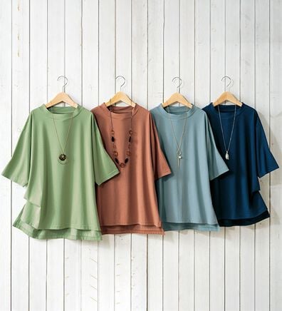 ルフラン（ルフラン）の「【４色組】ゆる感なめらかプルオーバーネックレス付（カットソー）」