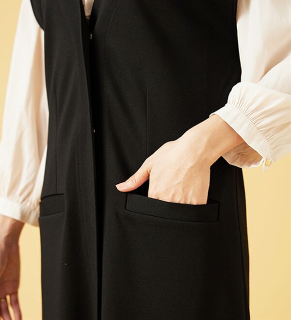 BELLUNA（ベルーナ）の「すっきりキレイ見え！Ｖネックロングジレ（ジレ）」｜詳細画像