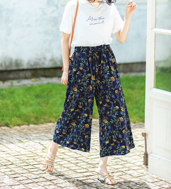 BELLUNA（ベルーナ）の「【接触冷感】レーヨン素材プリントワイドパンツ（ワイドパンツ・ガウチョ）」｜詳細画像