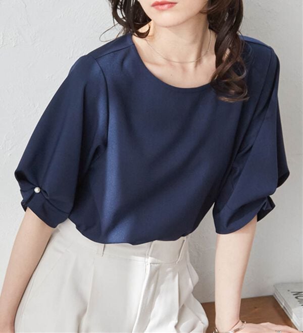 RANAN（ラナン）の「【ひんやり】袖タックデザインきれい見えブラウス（ブラウス）」｜詳細画像