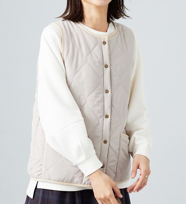BELLUNA（ベルーナ）の「【洗える！】裏ファー素材中わたキルトベスト（ベスト）」｜詳細画像