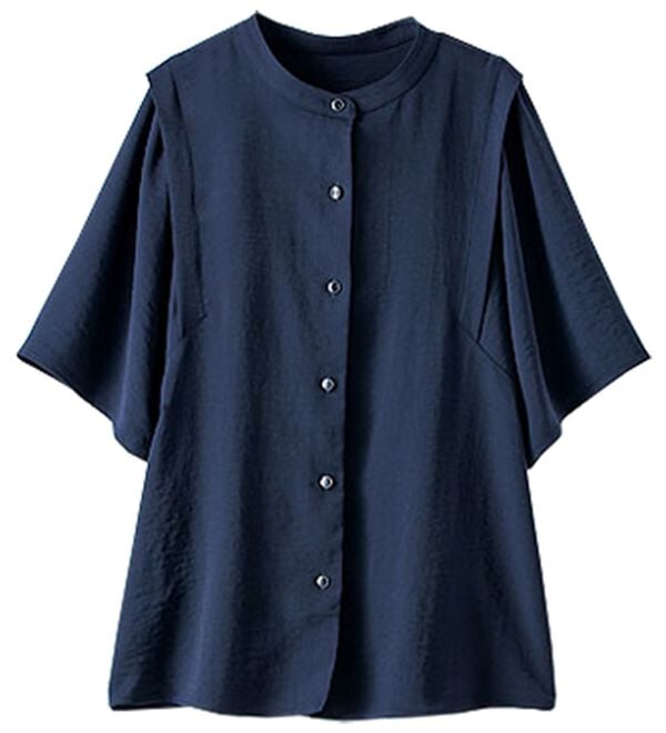 BELLUNA（ベルーナ）の「【快適Ｌａｂ．】お手入れ楽々ビンテージ調素材ブラウス（ブラウス）」｜詳細画像