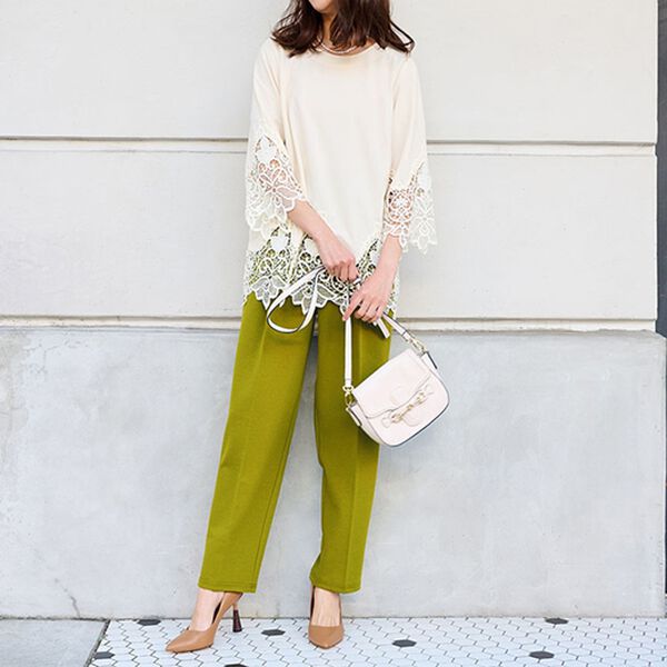 RANAN（ラナン）の「美脚カットジョーゼットタックパンツ（フルレングスパンツ）」｜詳細画像