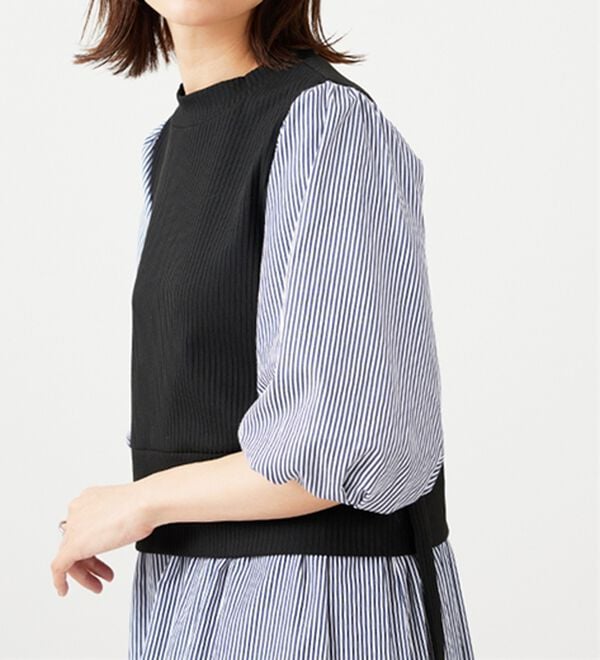 BELLUNA（ベルーナ）の「ベルト使い異素材切替ワンピ―ス（その他ワンピース）」｜詳細画像