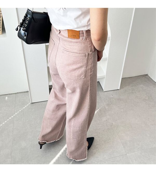 GeeRA（ジーラ）の「オリジナルパッチハイウエストデニム（ワイドパンツ・ガウチョ）」｜詳細画像