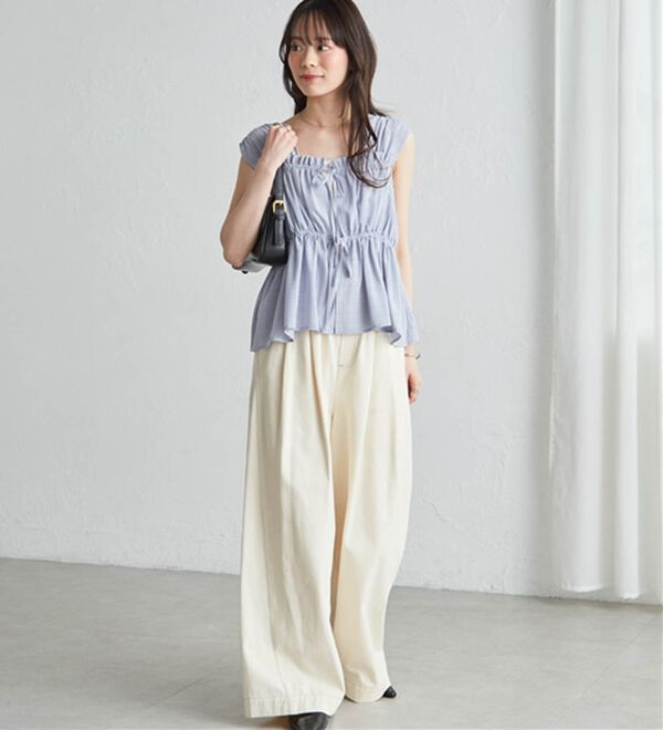 RANAN（ラナン）の「フロントリボンギャザーノースリブラウス（ブラウス）」｜詳細画像