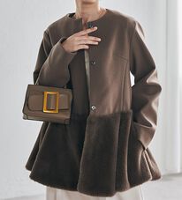 RANAN（ラナン）の「ペプラムファー切替コート（ハーフコート）」