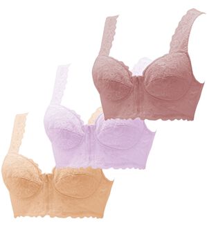 「【３色組】背筋きれい綿混ブラジャー（ブラジャー）」｜3色組