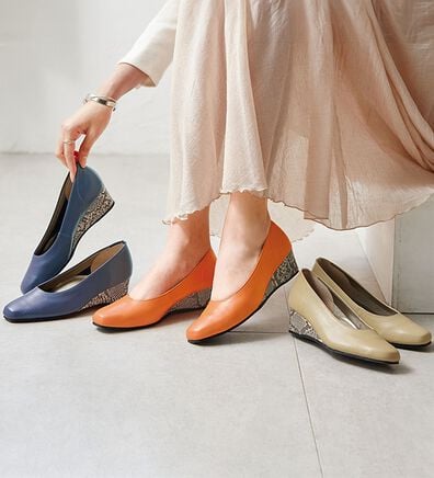 ルフラン（ルフラン）の「４Ｅ牛革お洒落ウェッジパンプス（パンプス）」