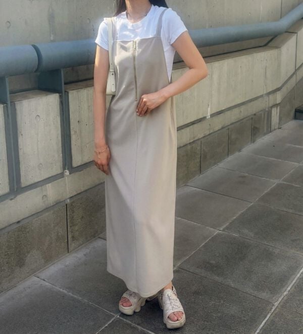 GeeRA（ジーラ）の「ハーフジップキャミワンピース（カットソーワンピース）」｜詳細画像