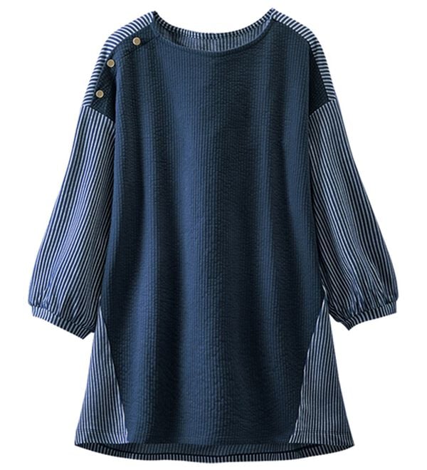 ルフラン（ルフラン）の「【３色組】涼やかサッカータック袖プルオーバー（カットソー）」｜詳細画像