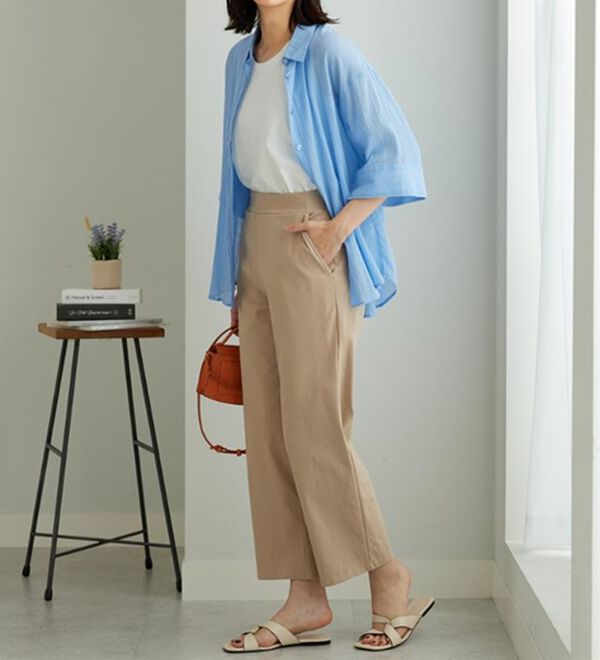 BELLUNA（ベルーナ）の「のびのびストレッチ美脚ストレートパンツ（ワイドパンツ・ガウチョ）」｜詳細画像