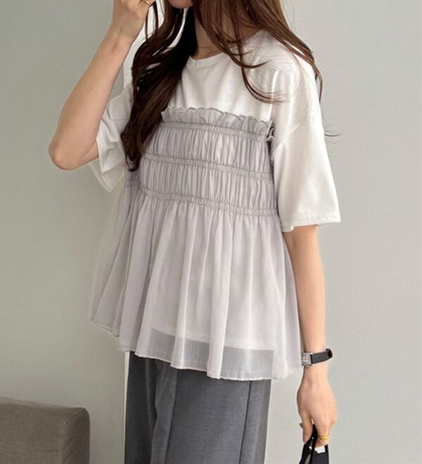 GeeRA（ジーラ）の「シアービスチェドッキングＴシャツ（カットソー）」｜詳細画像