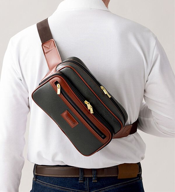 「＜ダンロップ・リファインド＞豊岡製２ＷＡＹ多機能ウエストバッグ（メンズボディバッグ・ウエストポーチ）」｜詳細画像