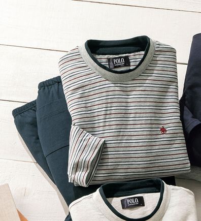 「＜ポロ・ビーシーエス＞綿１００％ブランド長袖パジャマ（メンズルームウェア）」