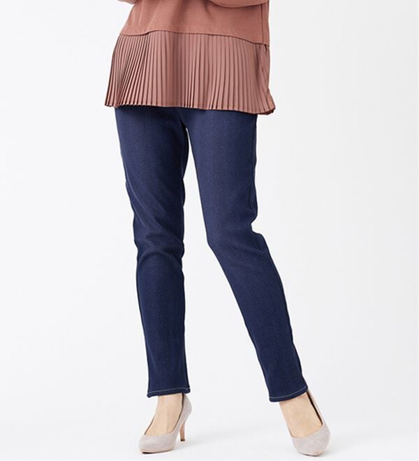 BELLUNA（ベルーナ）の「裏ベロアストレッチデニムパンツ（フルレングスパンツ）」｜詳細画像