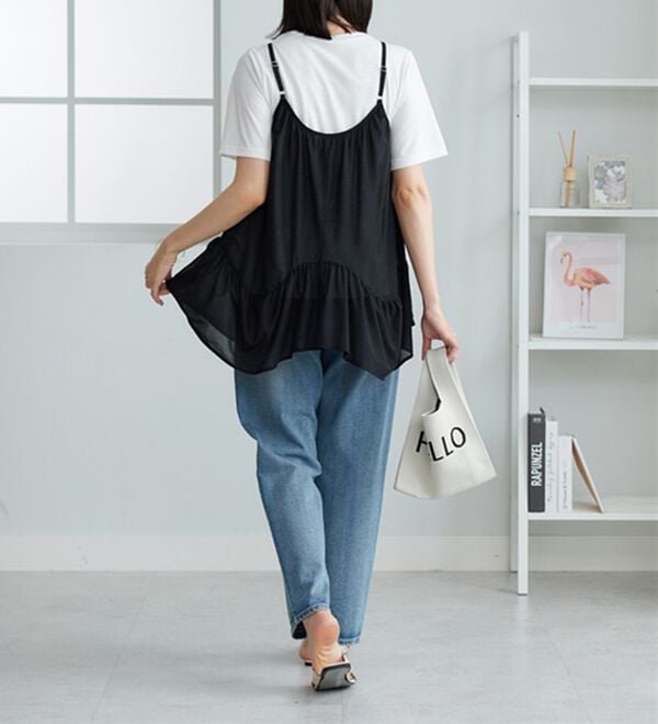 BELLUNA（ベルーナ）の「【2点セット】変形ギャザーデザインキャミアンサンブル（アンサンブル）」｜詳細画像