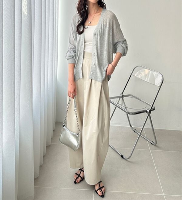 GeeRA（ジーラ）の「接触冷感！Ｖネックカーディガン（ニットカーディガン）」｜詳細画像