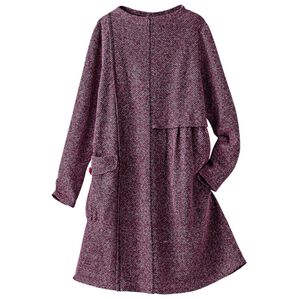 BELLUNA（ベルーナ）の「杢調カットソー切替デザインチュニック（チュニック）」｜ワイン系