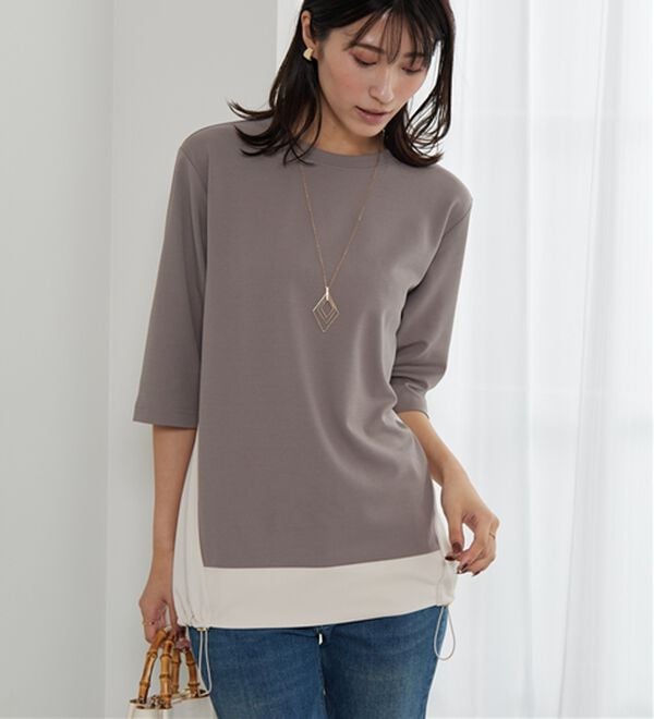 BELLUNA（ベルーナ）の「ドロスト使い配色デザインチュニック（チュニック）」｜詳細画像