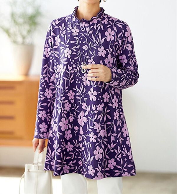 BELLUNA（ベルーナ）の「華やかふくれジャカードチュニック（チュニック）」｜ピンク系花柄