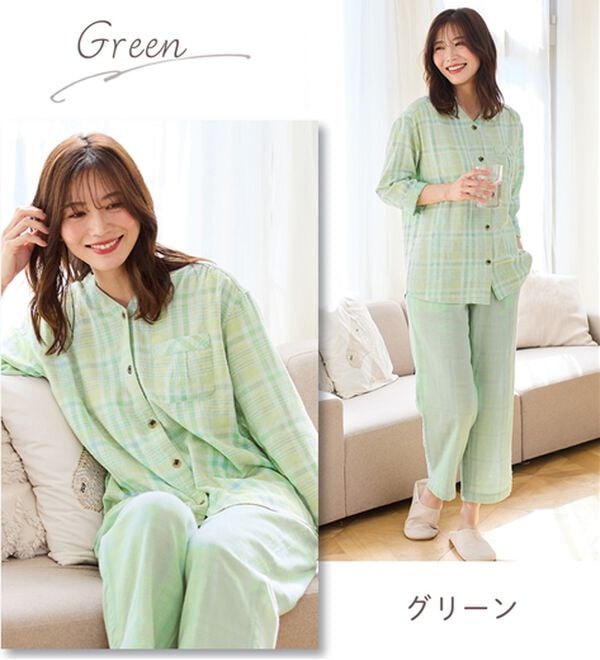 LAVIENNE（ラヴィエンヌ）の「【オーガニックコットン使用】綿１００％Ｗガーゼのルームパジャマ（パジャマ・ルームウェア）」｜詳細画像